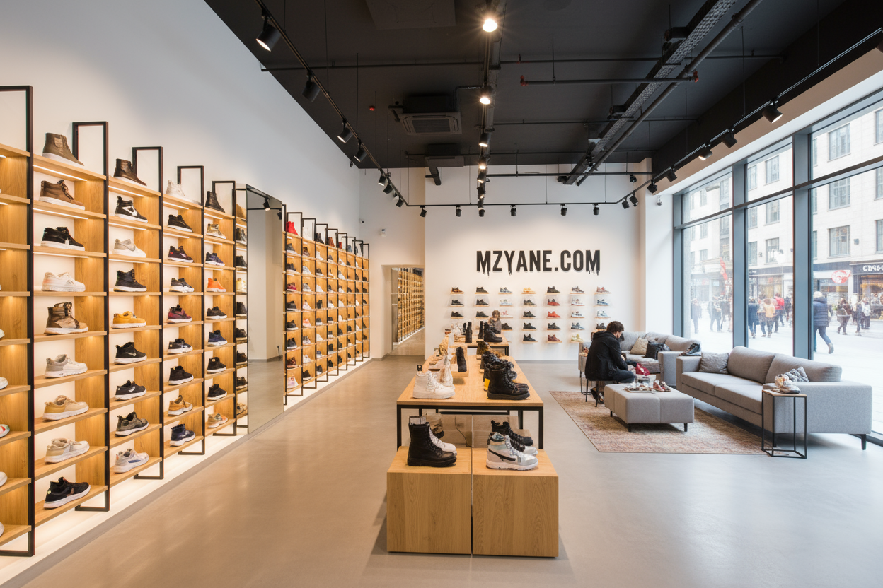 Inside of a urbain footwear store MZYANE.COM